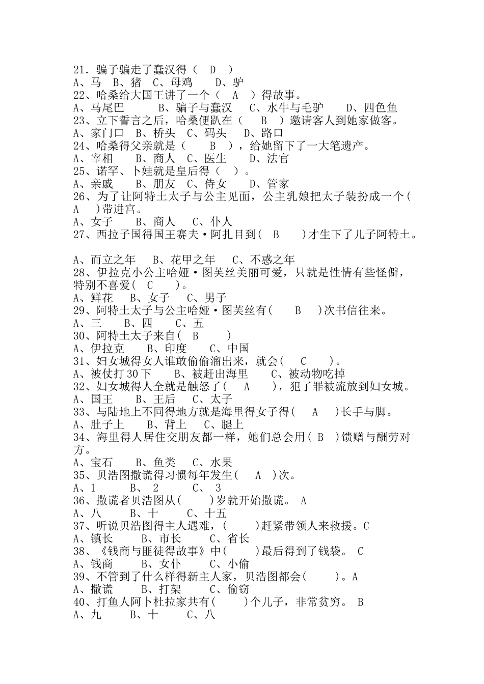 《一千零一夜》题库_第2页