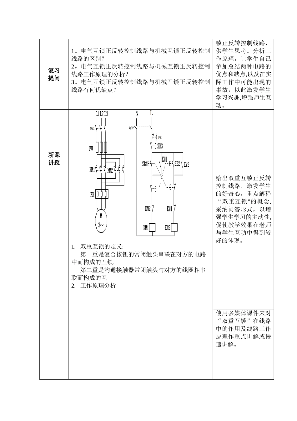 《三相异步电动机双重互锁正反转控制》教案_第2页