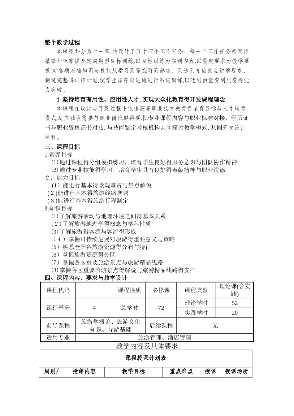 《中国旅游地理》新课程标准_第2页