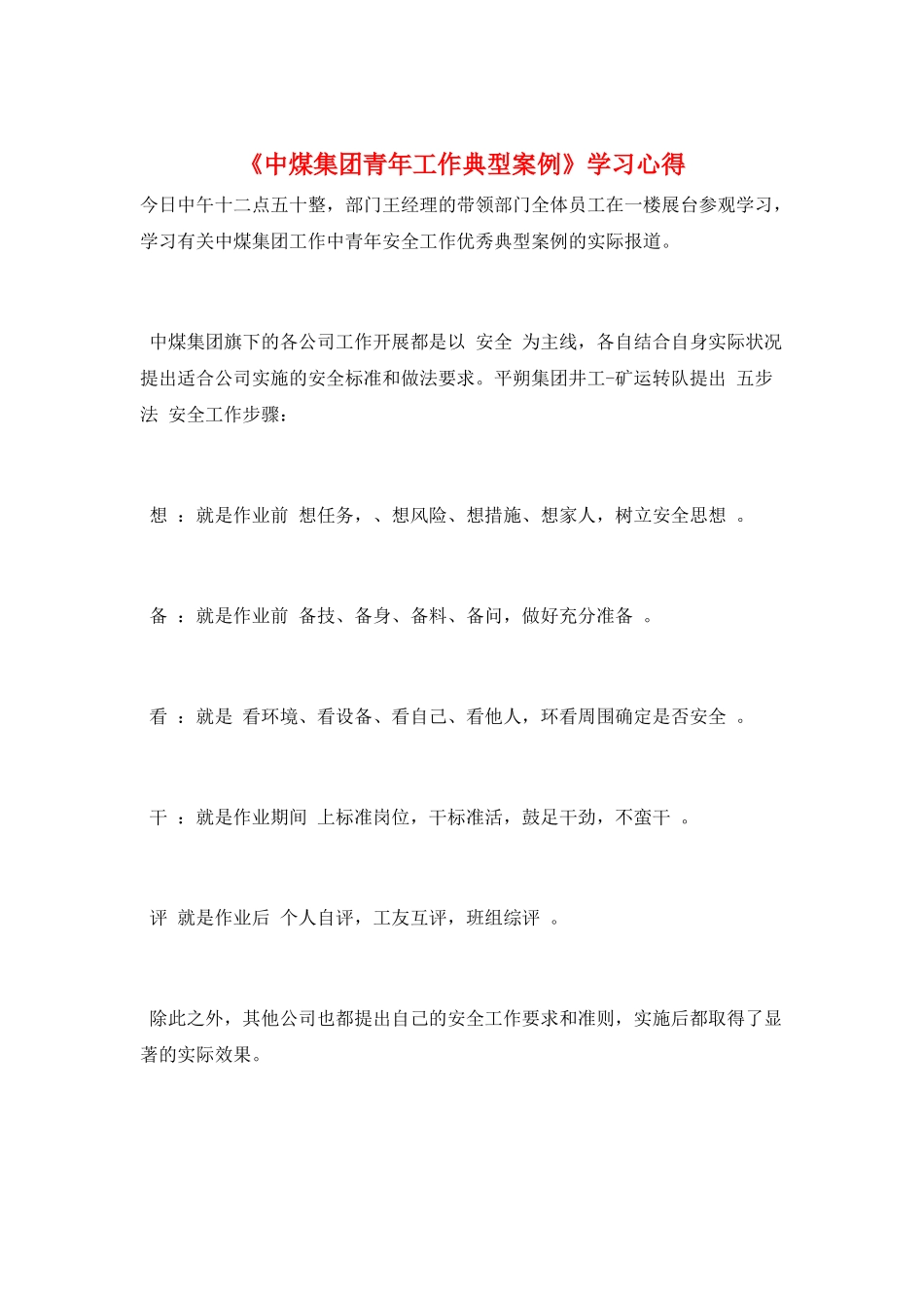 《中煤集团青年工作典型案例》学习心得_第1页