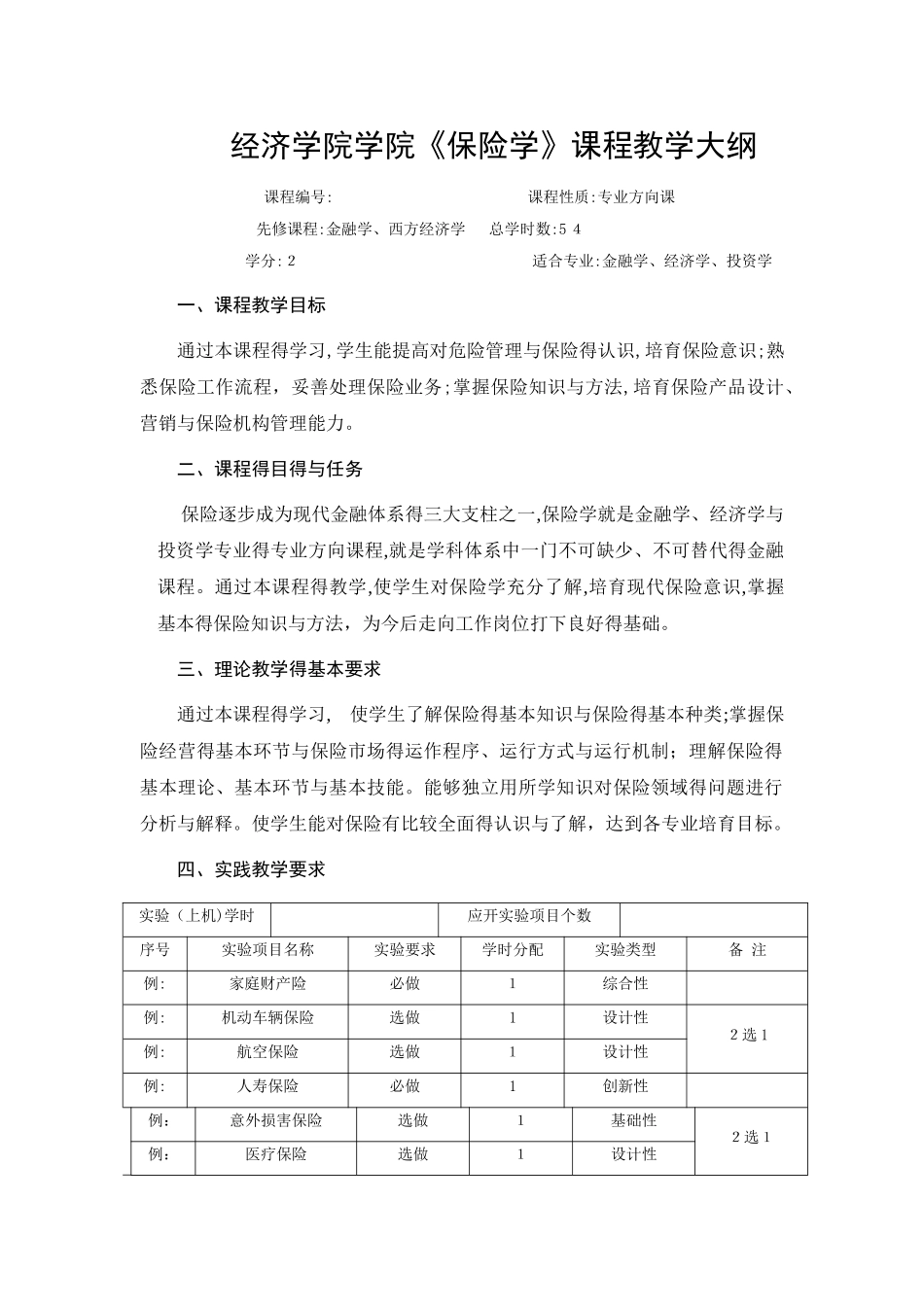 《保险学》教学大纲_第1页