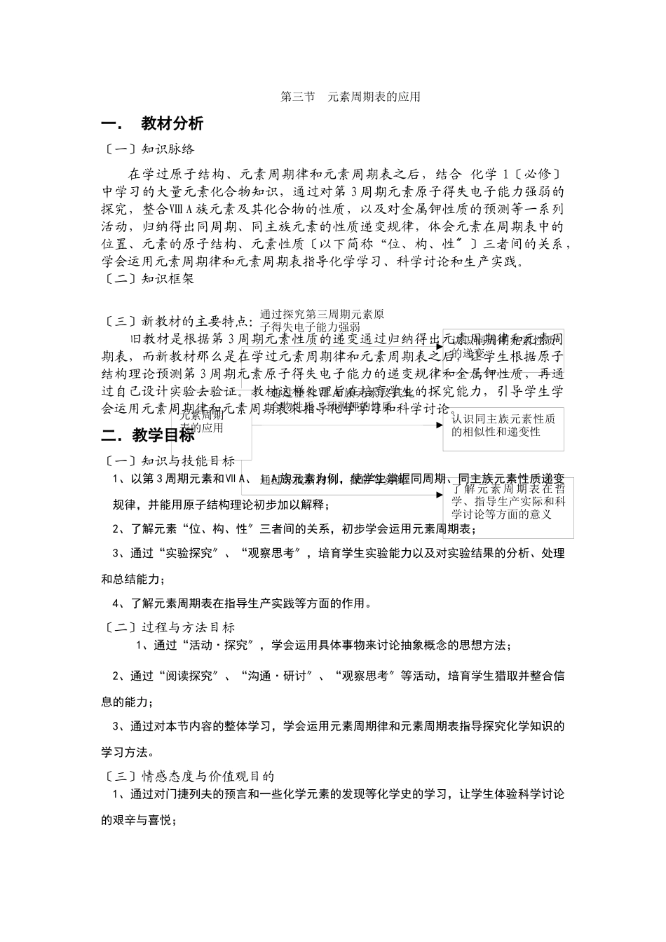 《元素周期表的应用》教案10_第1页