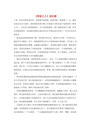 《养家之人》观后感