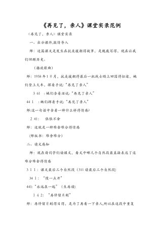 《再见了亲人》课堂实录范例