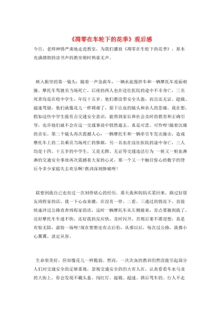 《凋零在车轮下的花季》观后感