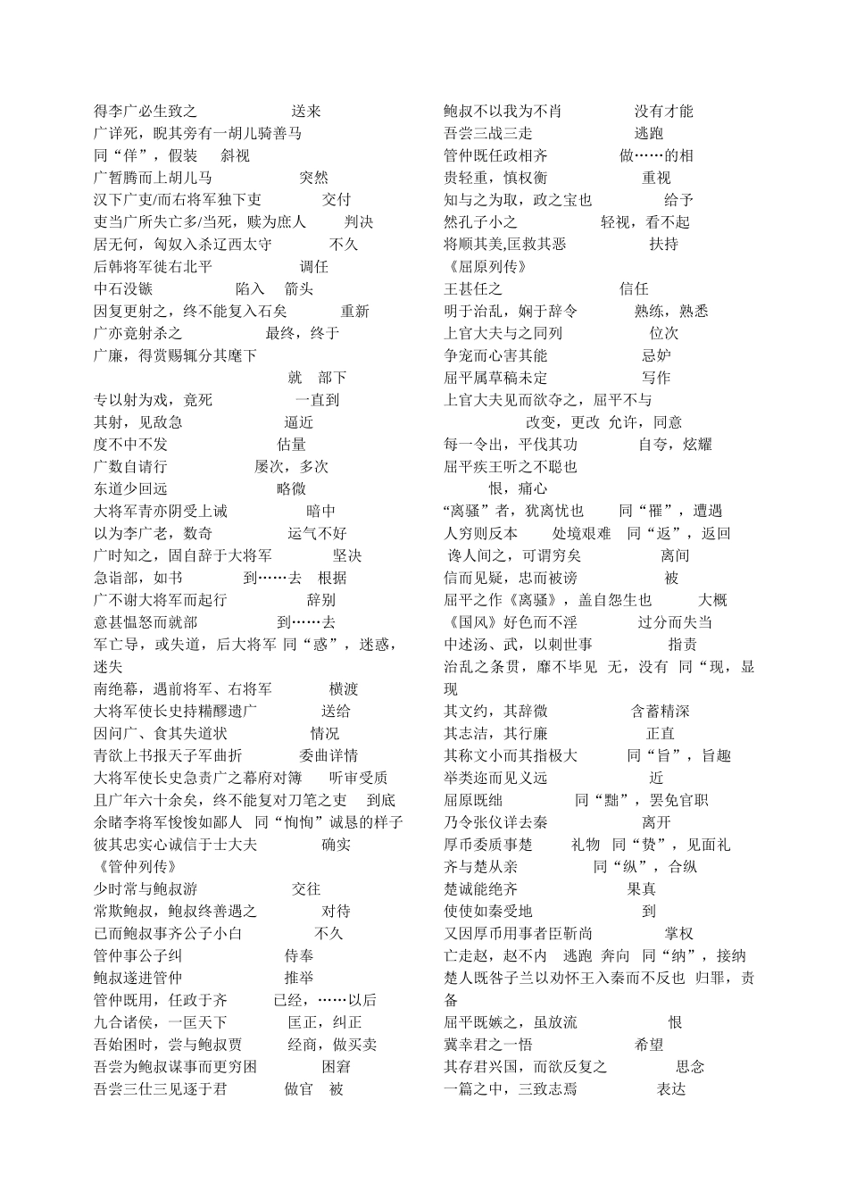 《史记选读》文言实词复习整理_第2页