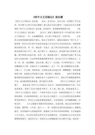 《吹牛大王历险记》读后感