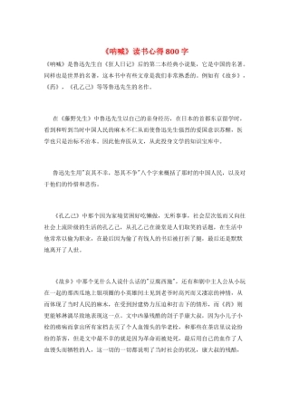 《呐喊》读书心得800字