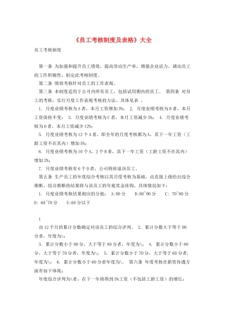 《员工考核制度及表格》大全