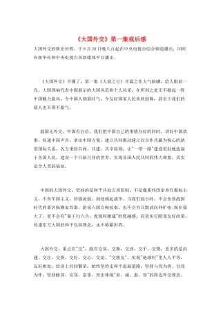 《大国外交》第一集观后感