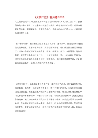 《大国工匠》观后感2021