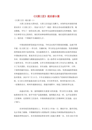 《大国工匠》观后感3篇