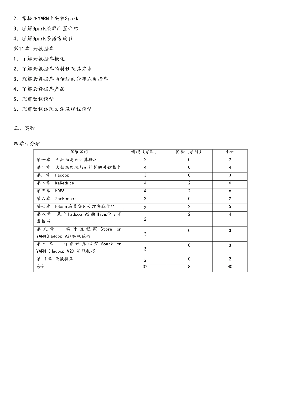 《大数据处理与云计算》教学大纲_第3页