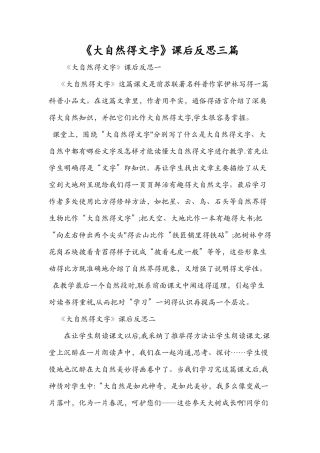 《大自然的文字》课后反思三篇