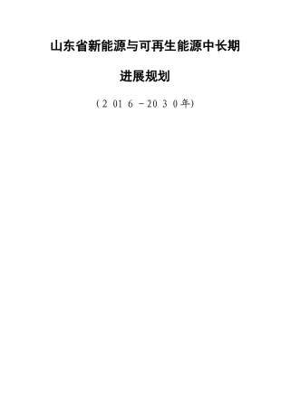 《山东省新能源和可再生能源中长期发展规划》