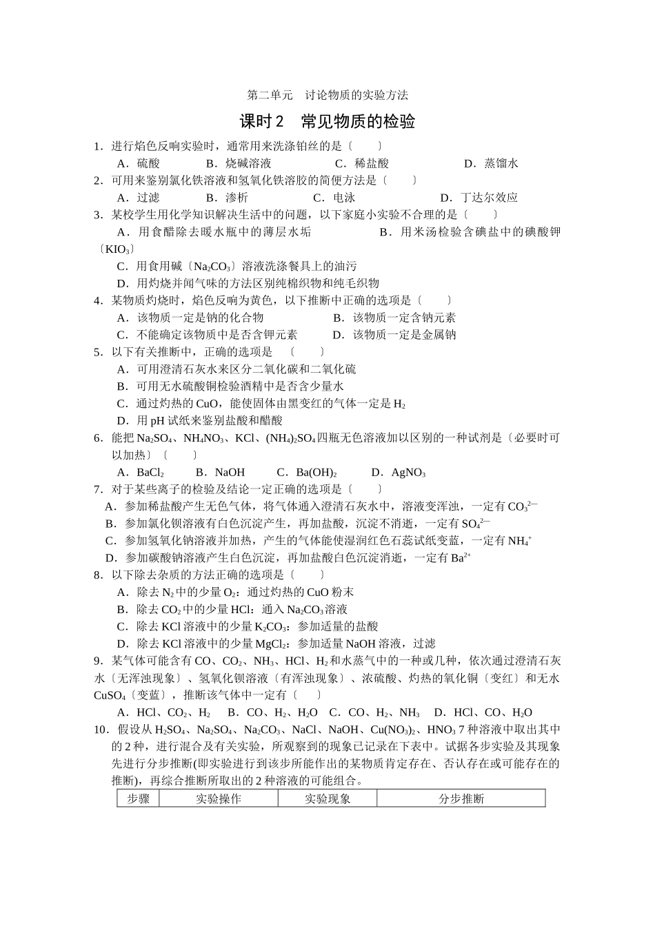 《常见物质的检验》同步练习25_第1页