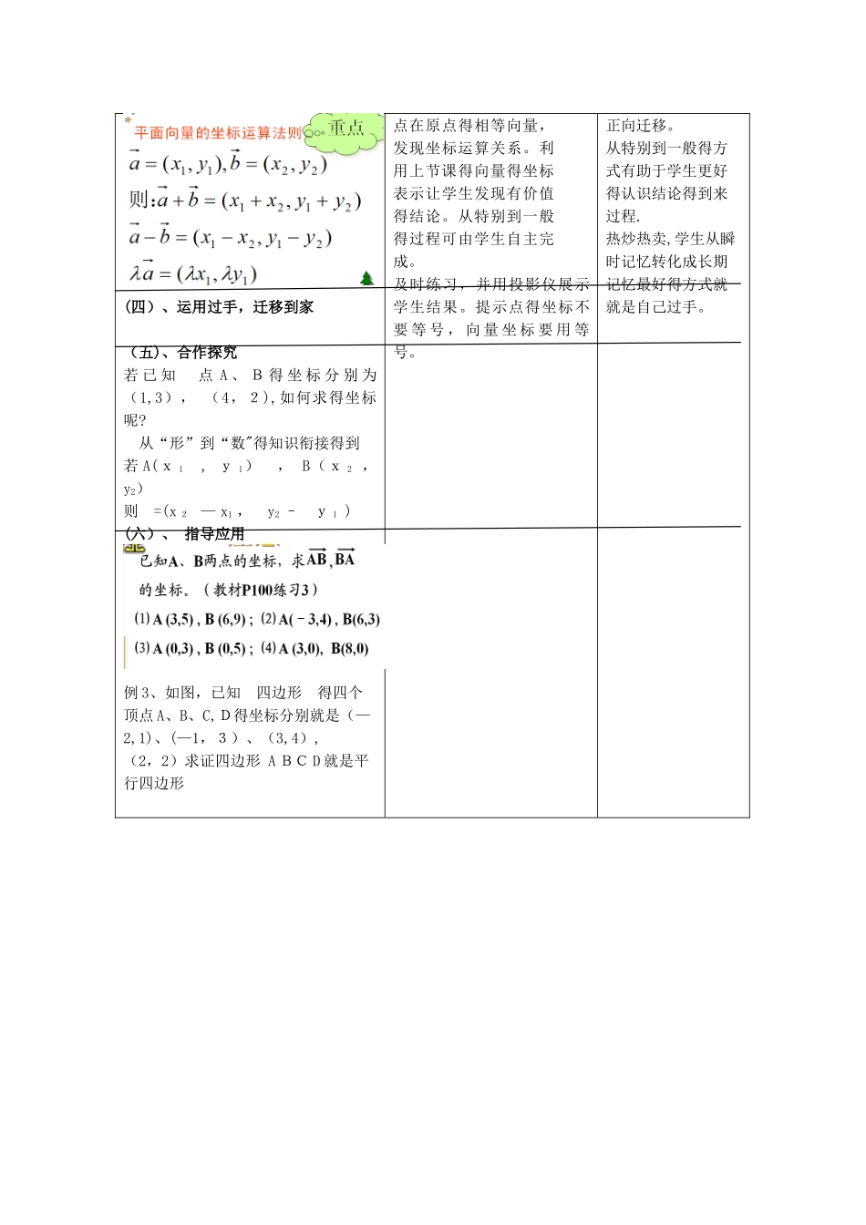 《平面向量得坐标表示》教案_第3页