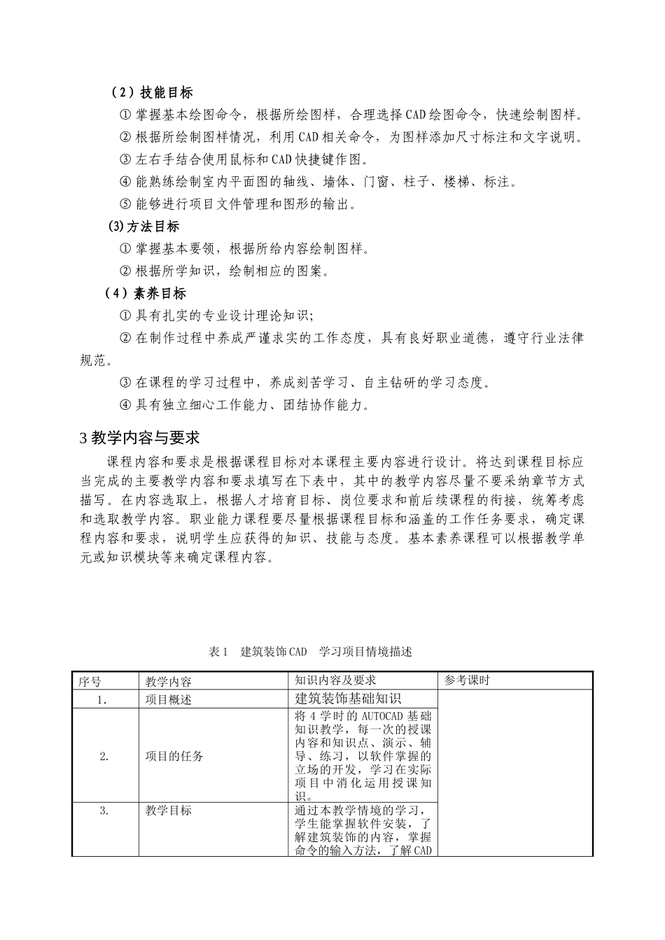 《建筑装饰CAD》课程标准_第2页