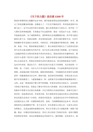 《当下的力量》读后感1200字