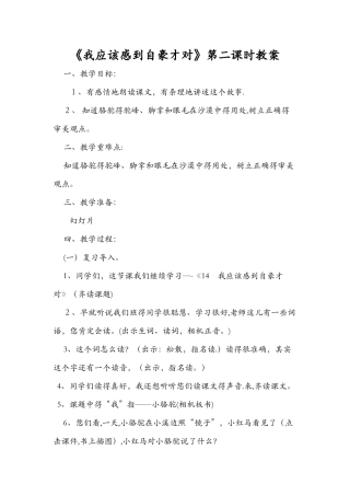 《我应该感到自豪才对》第二课时教案