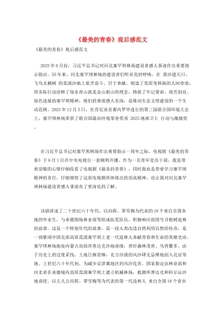 《最美的青春》观后感范文