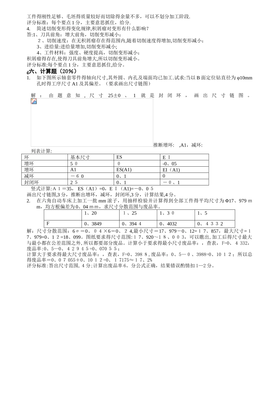 《机械制造技术基础》试卷A答案及评分标准_第3页