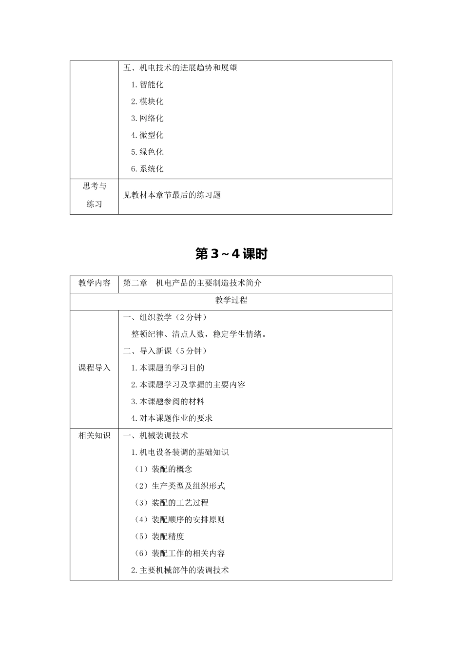 《机电技术概论》教案电子教案完整版授课教案整本书教案电子讲义_第2页