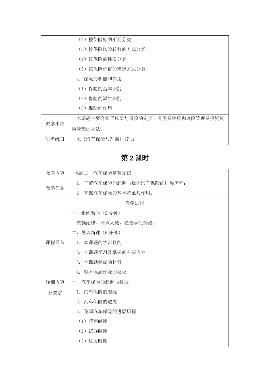 《汽车保险与理赔》全套教案-完整版授课电子教案-整本书电子讲义-教学讲义_第3页