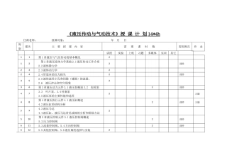 《液压传动与气动技术》授课计划