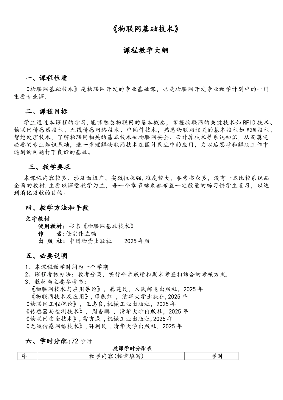 《物联网技术基础》教学大纲_第2页