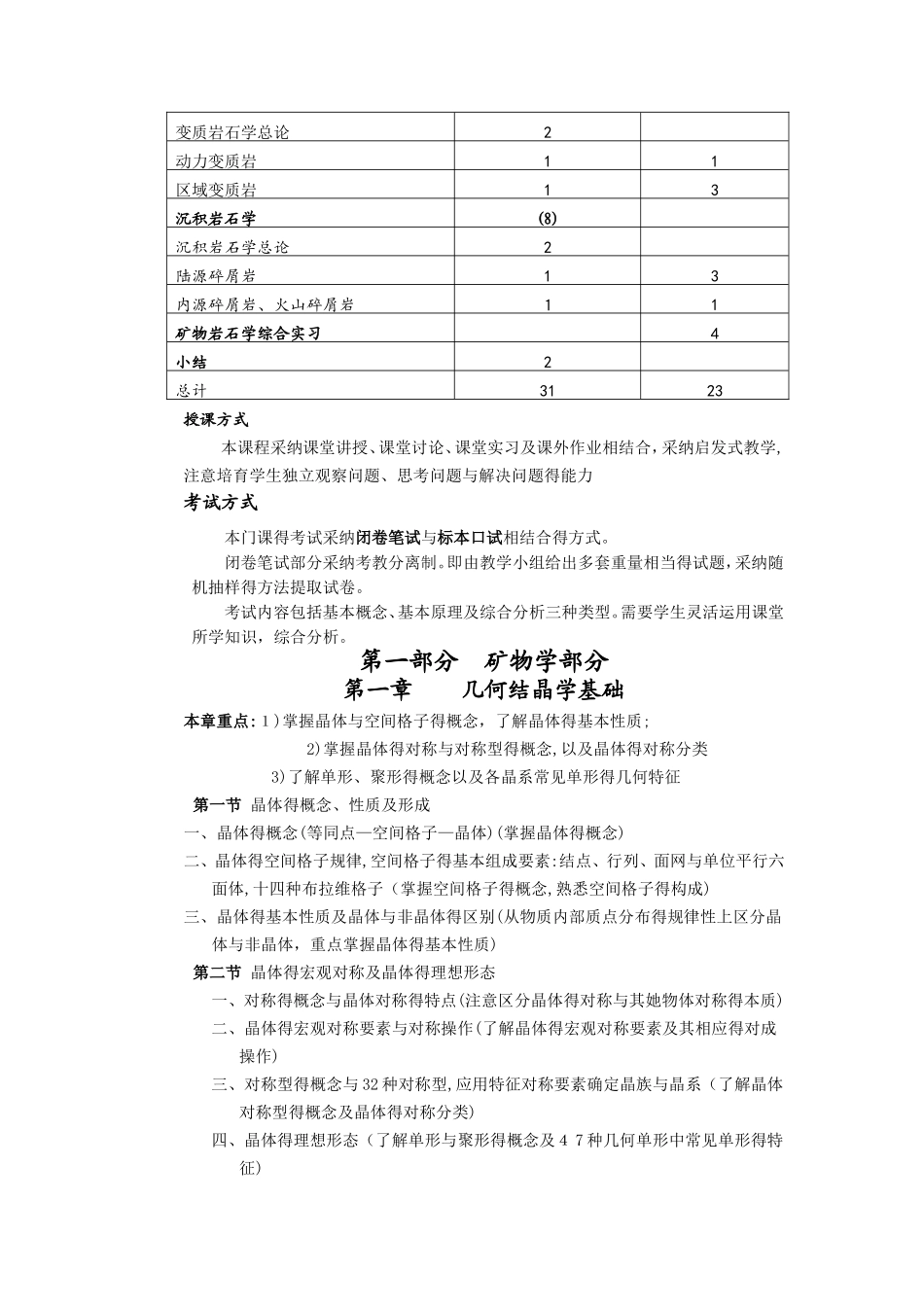 《矿物岩石学》教学大纲_第2页