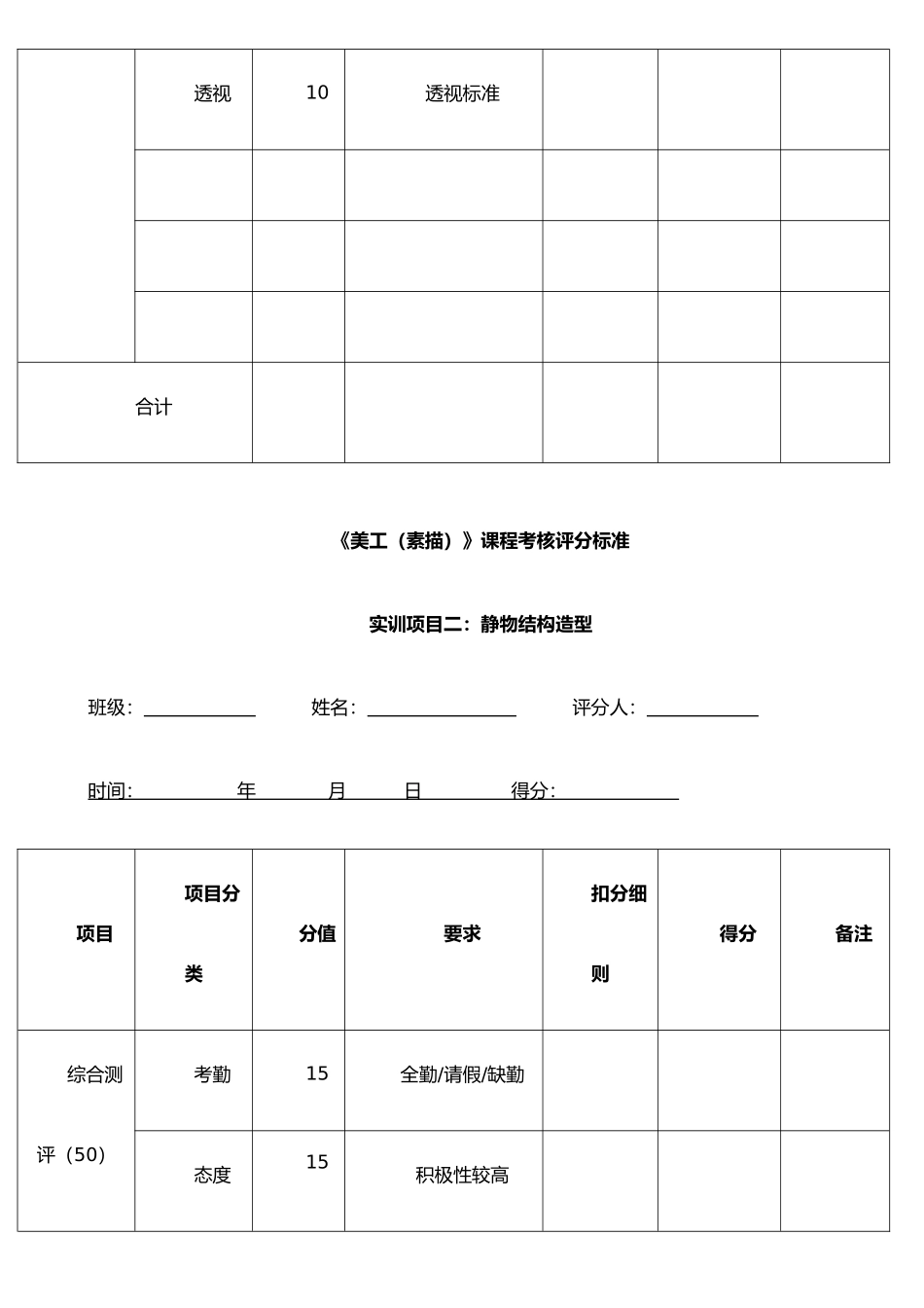 《素描》课程考核标准_第2页