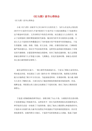 《红与黑》读书心得体会