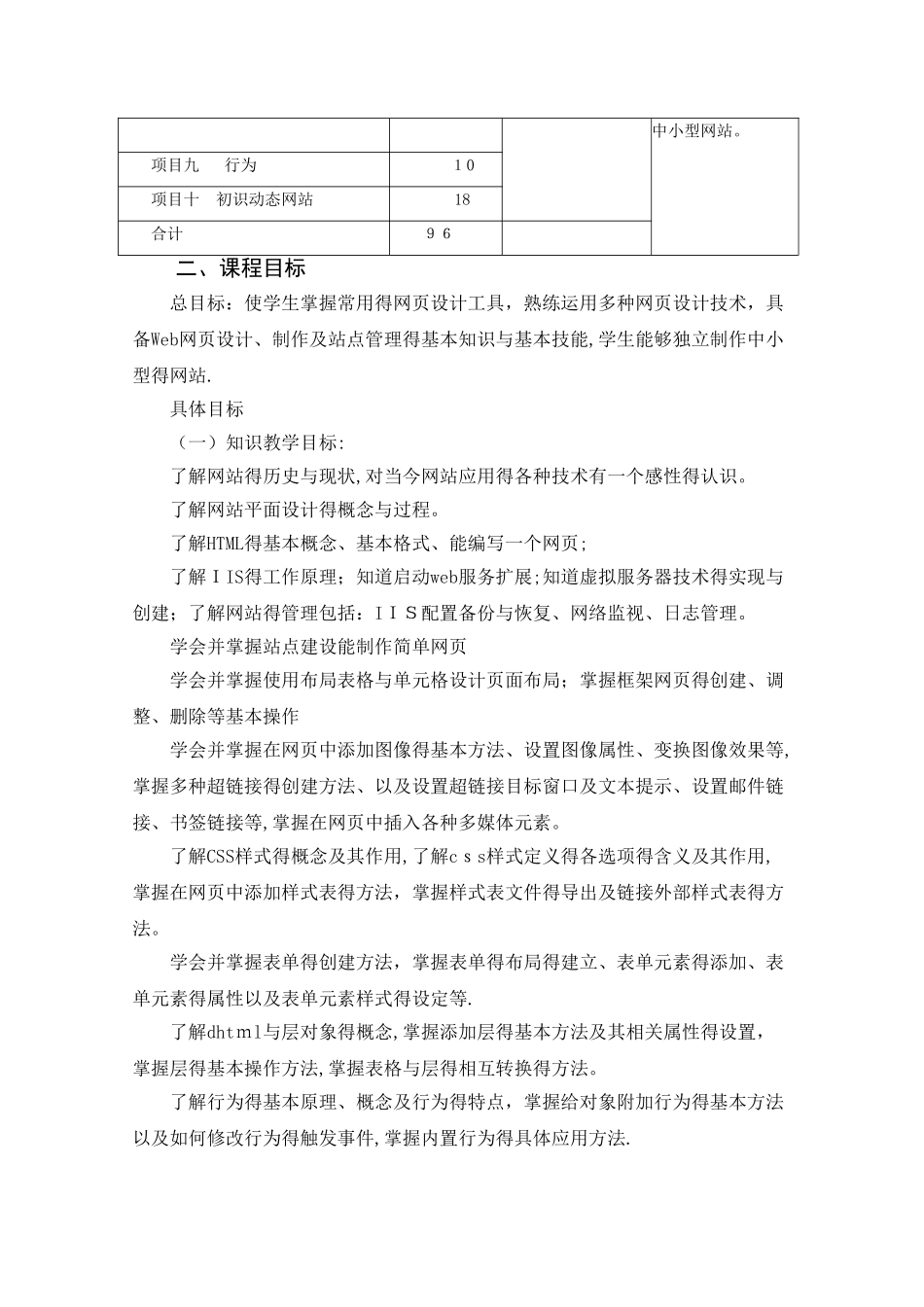 《网页设计与制作》课程标准_第2页