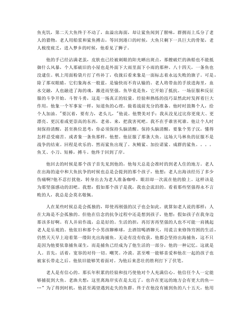 《老人与海》读后感精选_第2页