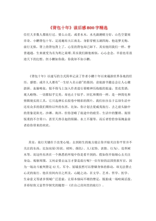 《背包十年》读后感800字精选