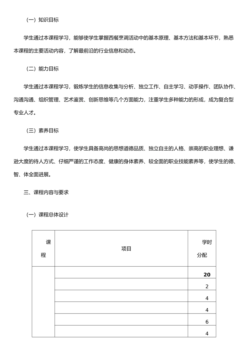 《西式烹调工艺》课程标准_第3页