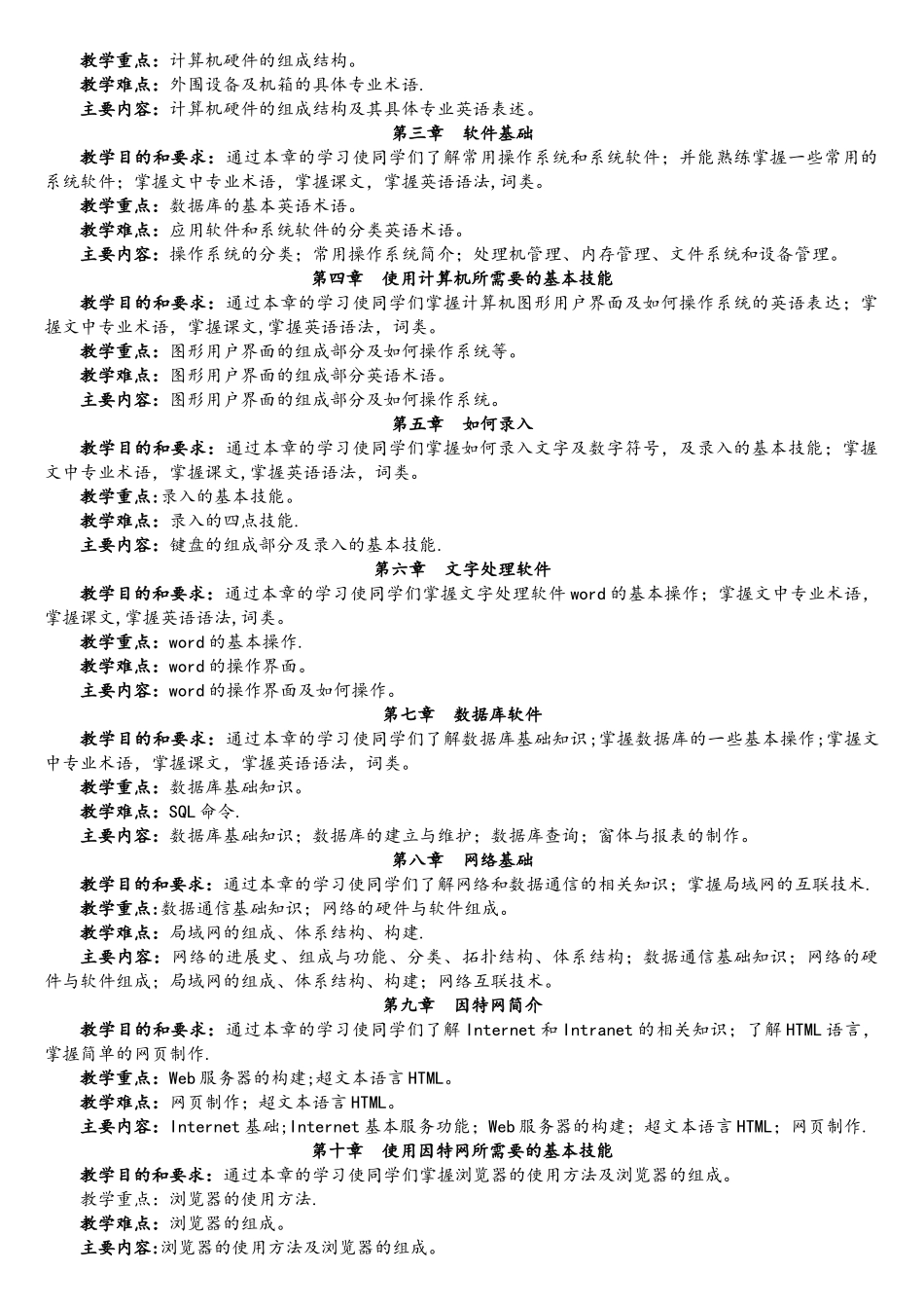 《计算机专业英语》课程教学大纲_第2页
