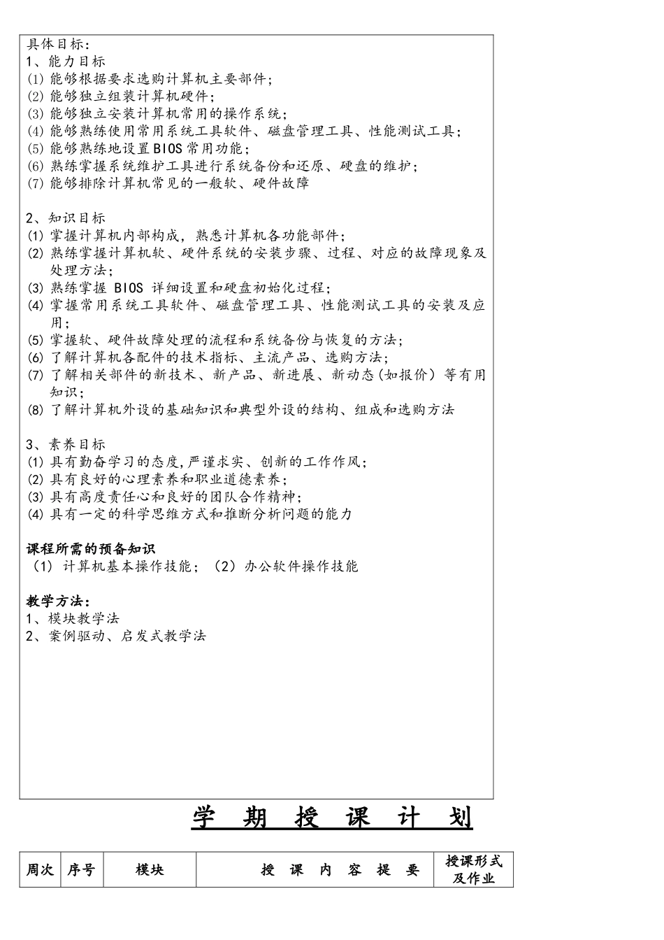 《计算机组装与维护》授课计划_第2页