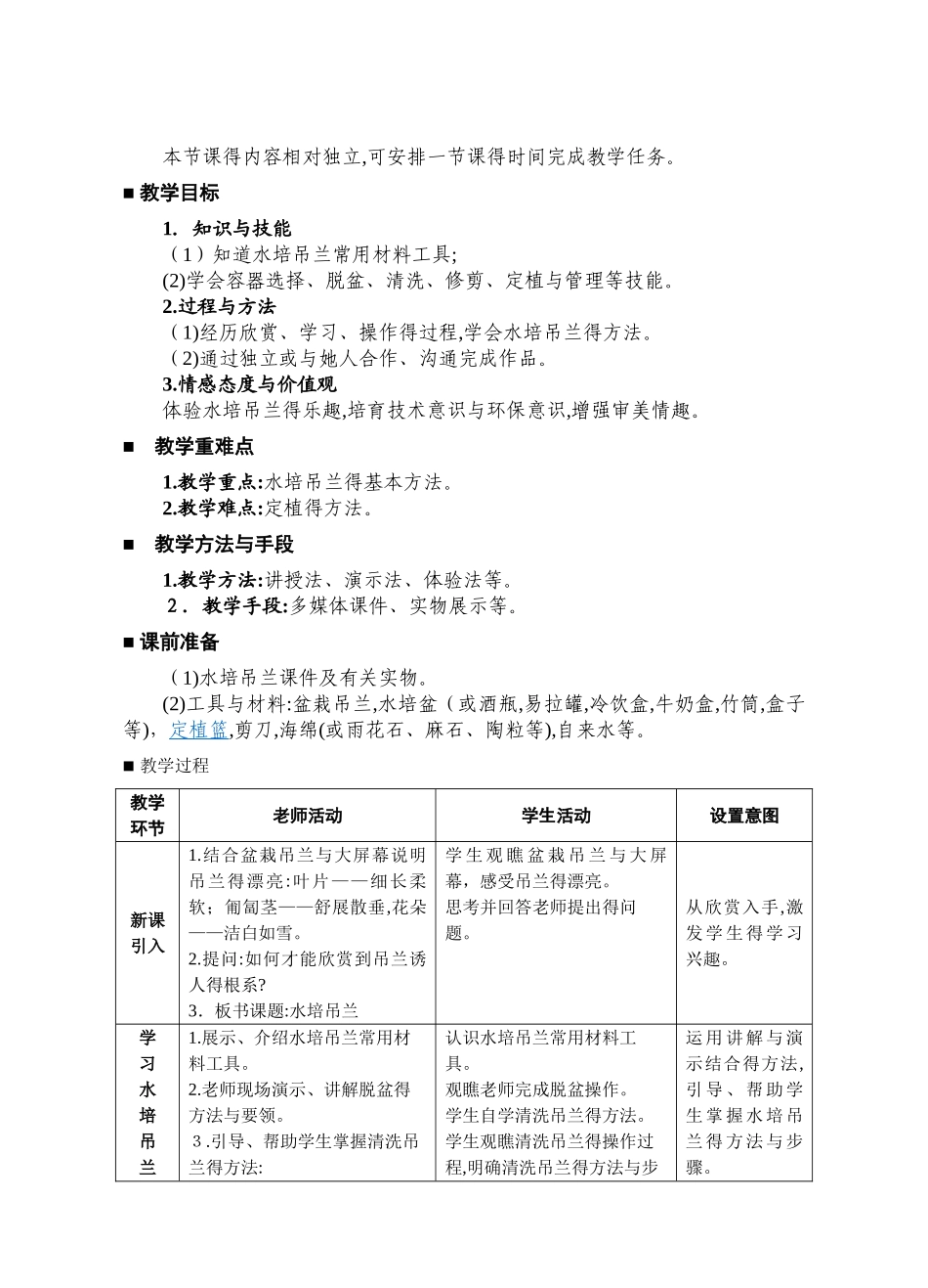 《水培吊兰》教学设计_第2页