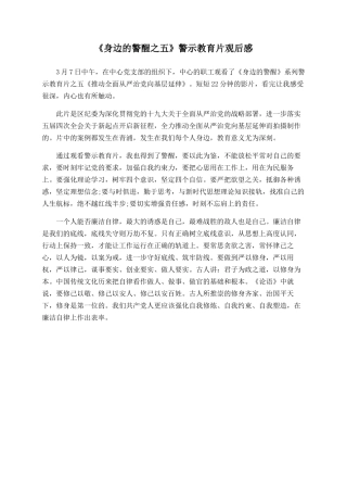 《身边的警醒之五》警示教育片观后感
