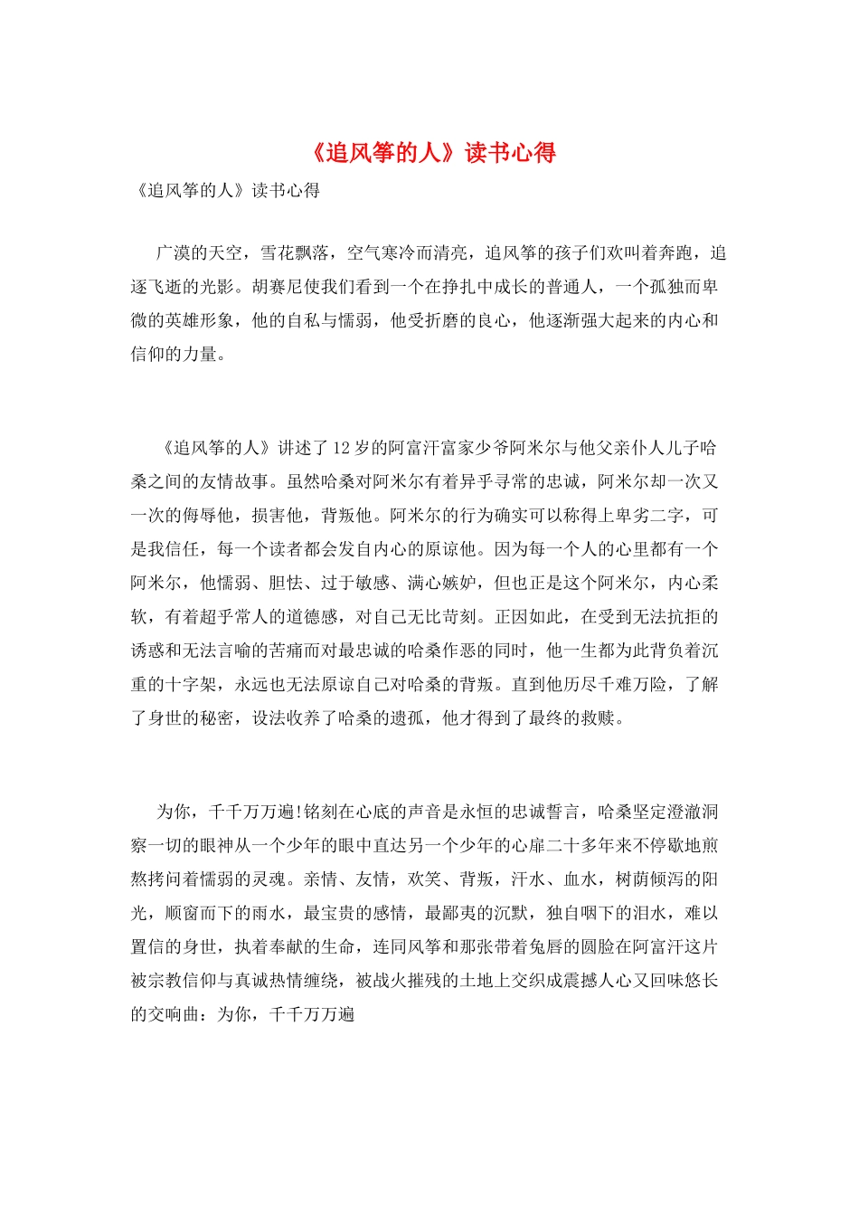 《追风筝的人》读书心得_第1页