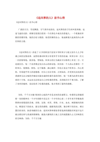 《追风筝的人》读书心得