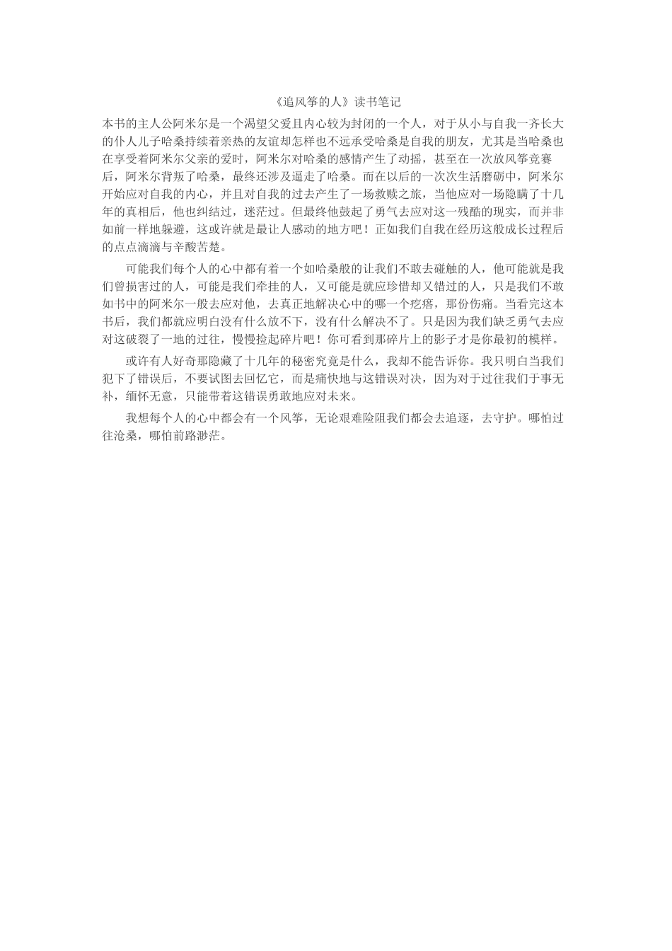 《追风筝的人》读书笔记-读后感-读书分享-读书心得札记_第1页