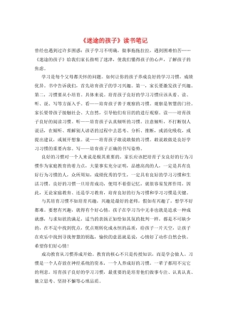 《迷途的孩子》读书笔记