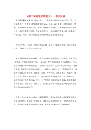 《那个骑轮箱来的蜜儿》一书读后感