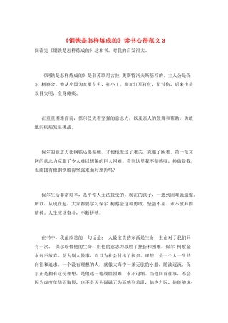 《钢铁是怎样炼成的》读书心得范文3