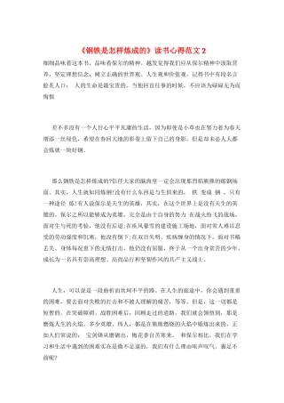 《钢铁是怎样炼成的》读书心得范文2