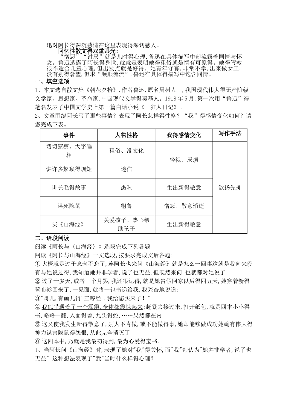 《阿长与山海经》复习资料_第2页