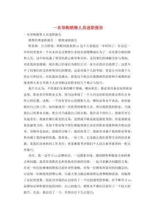 一名导购销售人员述职报告
